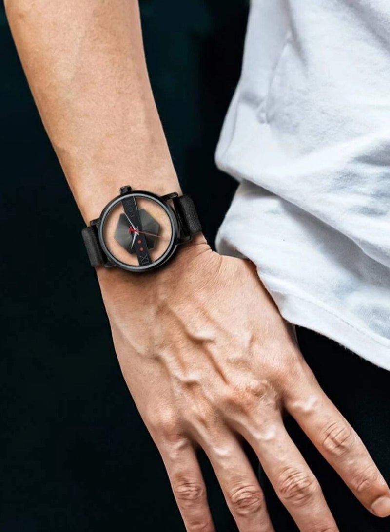 TOMI A stylish unisex wrist watch from TOMI with a black leather strap for men and women from TOMI, the watch face size is 40 mm and the thickness is 9 mm - Image 2