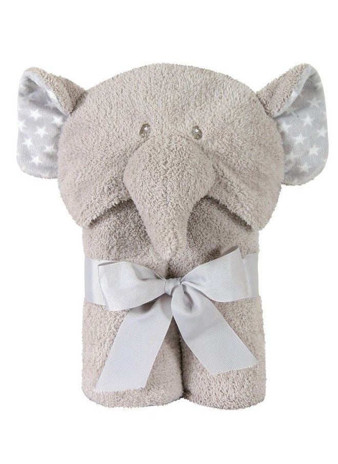 Stephan Baby - Terry Plush Hooded Bath Towel Gray Elephant 0 24 Months - Image 1