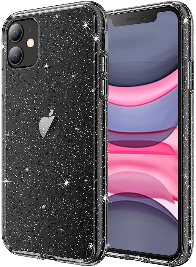 جي تيك علبة Glitter لـ iPhone 11 ، 6.1 بوصة ، غلاف Pling Sparkle Shockproof Phone ، لطيف لطيف للنساء والبنات (أسود) - Image 1