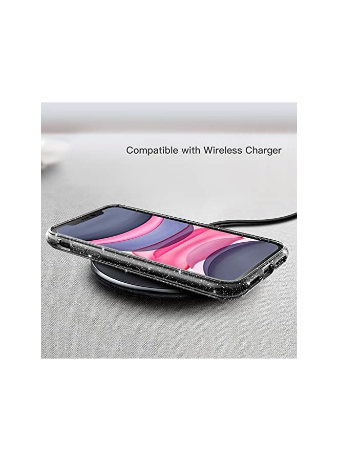 جي تيك علبة Glitter لـ iPhone 11 ، 6.1 بوصة ، غلاف Pling Sparkle Shockproof Phone ، لطيف لطيف للنساء والبنات (أسود) - Image 4