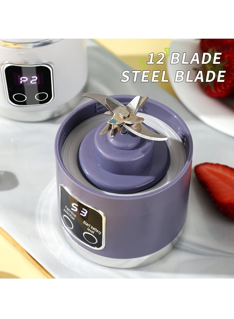 إيفرين خلاط محمول قابل لإعادة الشحن عبر USB مع شاشة LED - 450 مل، 7.4 فولت 50 واط 12 شفرة، مثالي للعصائر والعصائر الطازجة، تصميم صغير الحجم للتغذية أثناء التنقل - Image 5