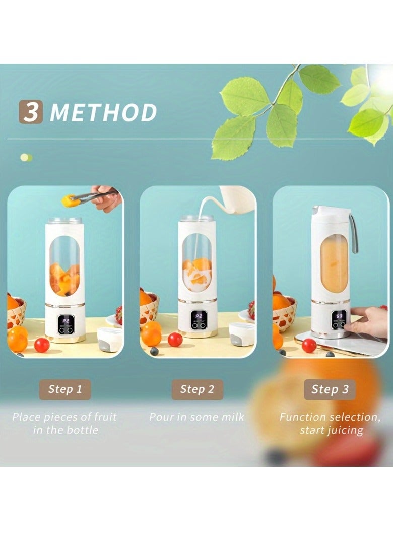 إيفرين خلاط محمول قابل لإعادة الشحن عبر USB مع شاشة LED - 450 مل، 7.4 فولت 50 واط 12 شفرة، مثالي للعصائر والعصائر الطازجة، تصميم صغير الحجم للتغذية أثناء التنقل - Image 4