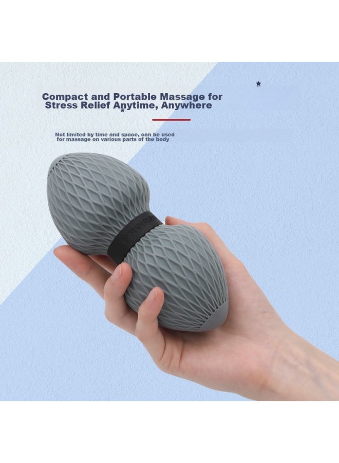 PROIRON Proiron Puli'ai Peanut-shaped Fascia Ball, Foot Massage Ball, Neck Massage Ball, Yoga Back-rolling Tool, Bird's Nest Pattern, Gray Color  - Image 2