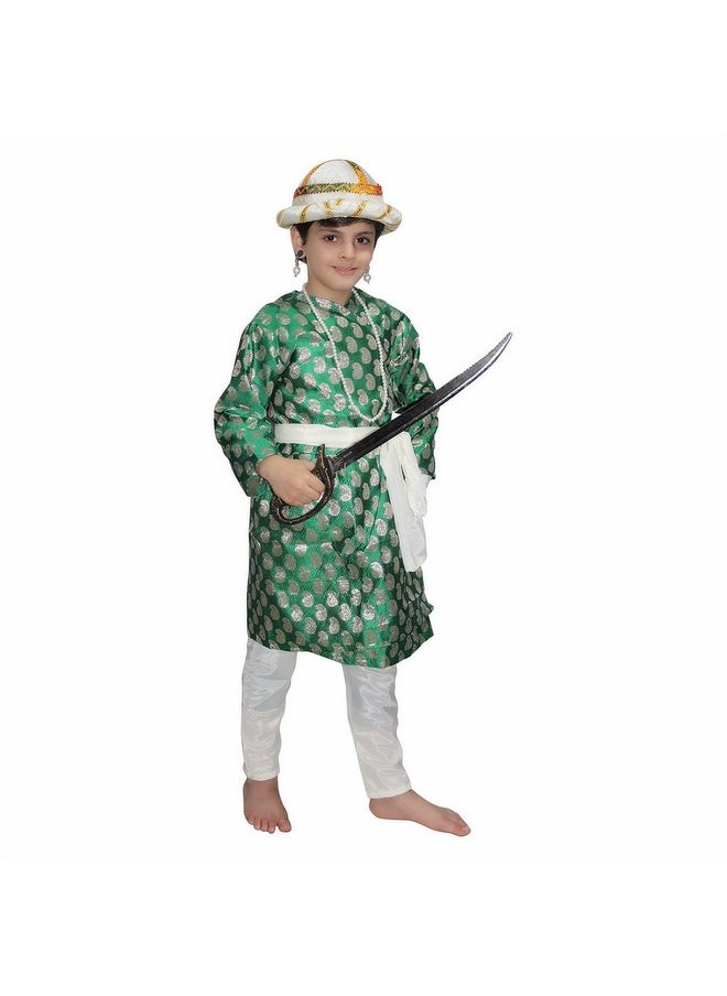Kaku Fancy Dresses Kaku Fancy Dresses Tipu Sultan Costume/Indian Historical Character Costume -Green, 7-8 Years, For Boys  - Image 2