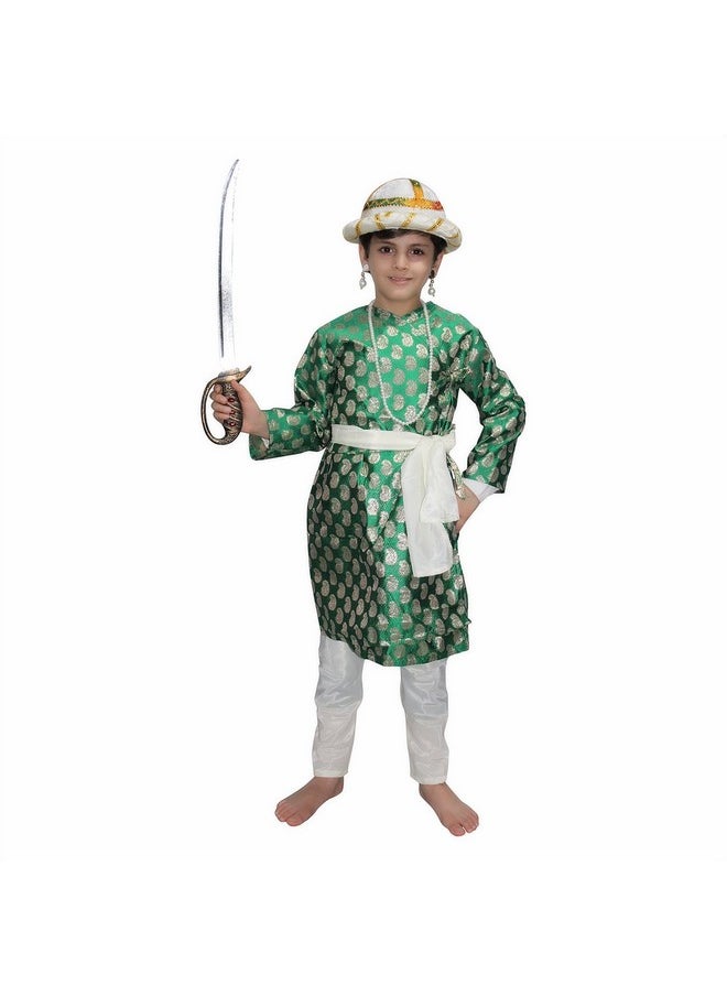 Kaku Fancy Dresses Kaku Fancy Dresses Tipu Sultan Costume/Indian Historical Character Costume -Green, 7-8 Years, For Boys  - Image 1