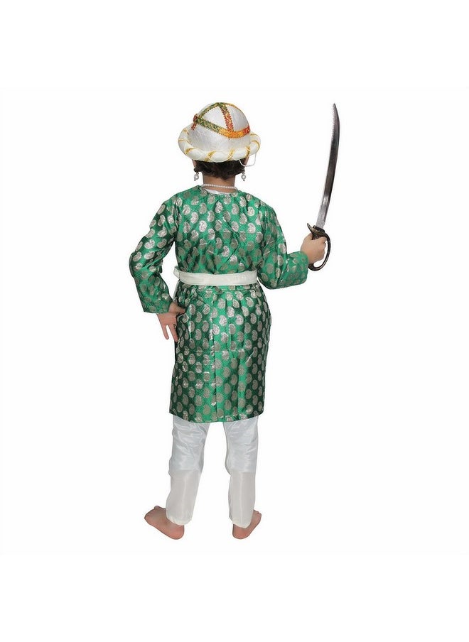 Kaku Fancy Dresses Kaku Fancy Dresses Tipu Sultan Costume/Indian Historical Character Costume -Green, 7-8 Years, For Boys  - Image 4