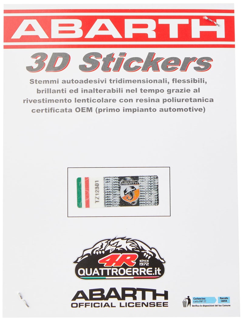 Abarth 21558A-21548C Official 3D Sticker for Fiat Grande Punto, Front and Rear Logo, 60 x 65 mm, 71 x 65 mm - Image 2