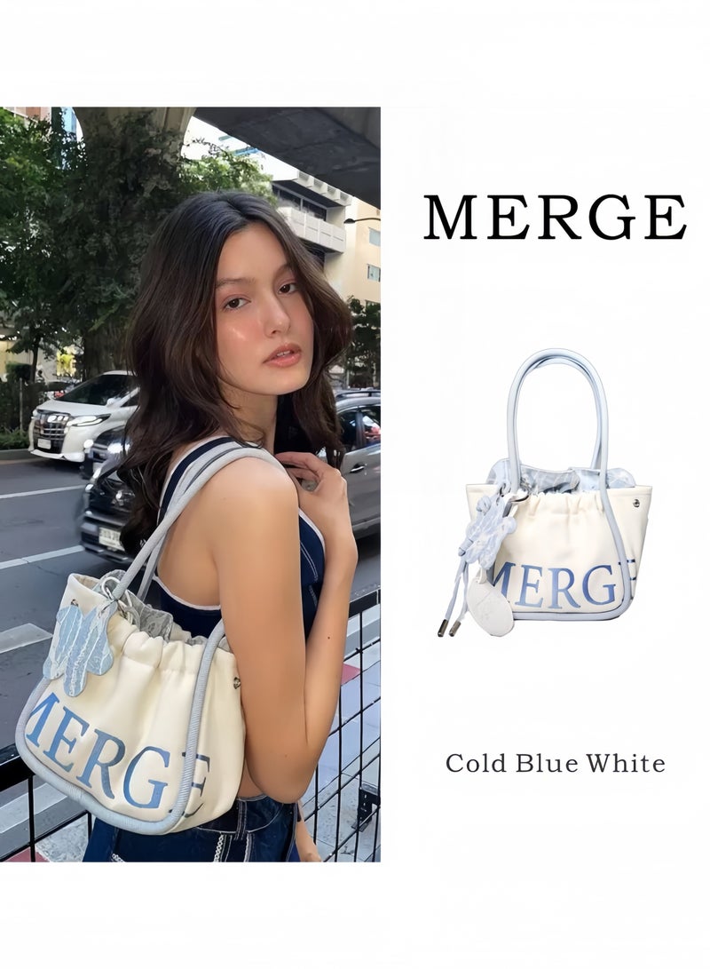 MERGE small tote bag, single shoulder diagonal velvet cloth bag - Image 2