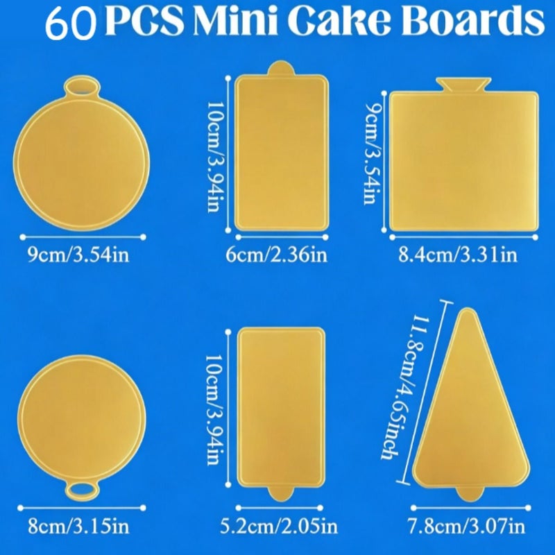 59pcs Mini Cake Base Display Board Gold Mousse Dessert Tray For Baking And Decorating - Image 2