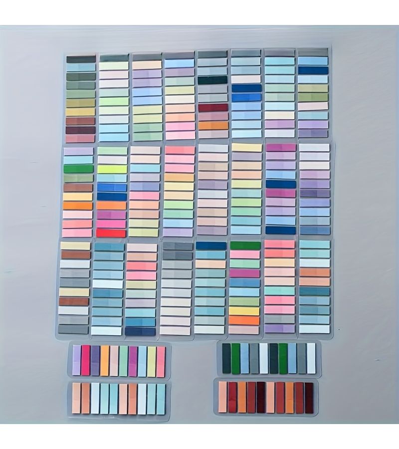 1000 Random Colors Vintage Fluorescent Transparent Sticky Notes Oblong Shape with Index Tabs Morandi Color Coding Flags for Home Office School Organizational Tools - Image 1