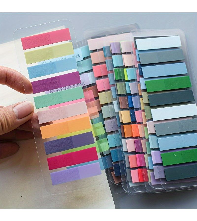 1000 Random Colors Vintage Fluorescent Transparent Sticky Notes Oblong Shape with Index Tabs Morandi Color Coding Flags for Home Office School Organizational Tools - Image 5