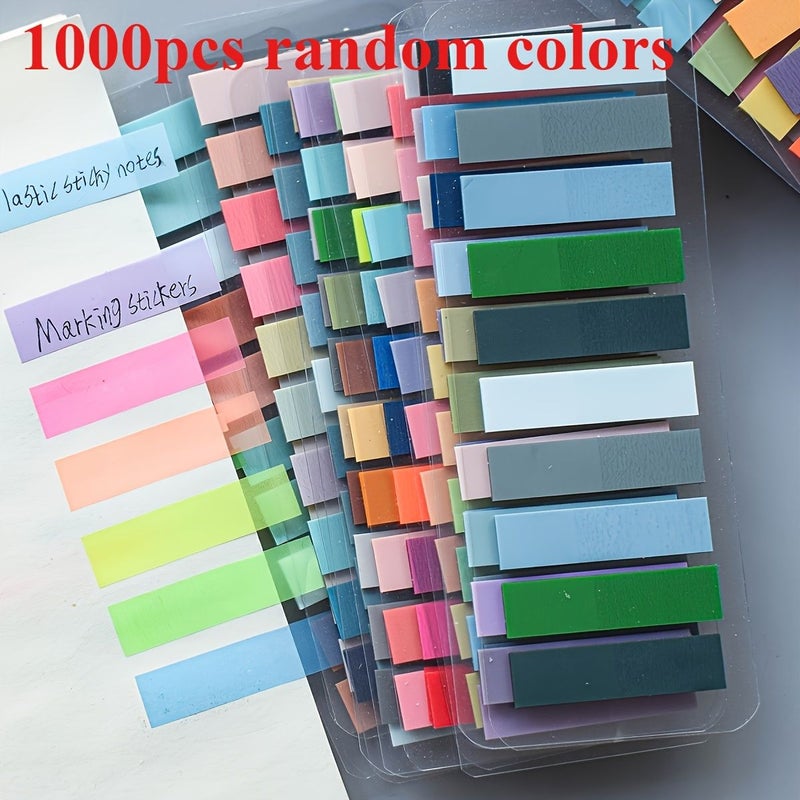 1000 Random Colors Vintage Fluorescent Transparent Sticky Notes Oblong Shape with Index Tabs Morandi Color Coding Flags for Home Office School Organizational Tools - Image 4