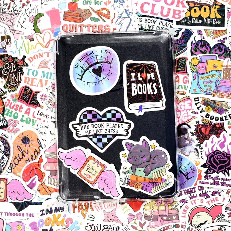 QTL Waterproof Read Stickers for Laptop Luggage Scrapbook Postcard (80 Pcs Bookish Style) - Image 2