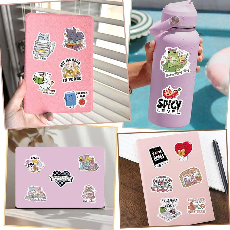 QTL Waterproof Read Stickers for Laptop Luggage Scrapbook Postcard (80 Pcs Bookish Style) - Image 4