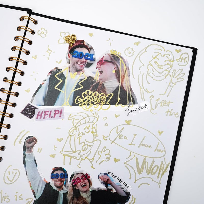 Hiwhy DIY Photo Album 28 x 20.5 cm Scrapbook Photo Book White Pages 20 Sheets Black - Image 5