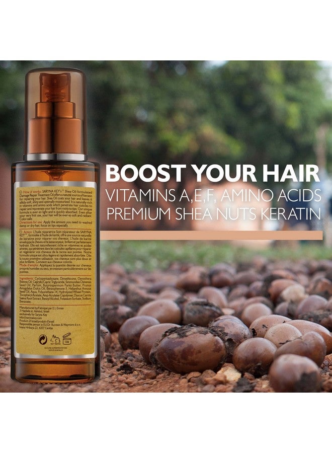 سارينا كي زيت الشعر سارينا كي لإصلاح التلف - زبدة الشيا الأفريقية النقية مع الكيراتين وفيتامين هـ لعلاج الشعر - سيروم للتحكم في التجعد وإصلاح أطراف الشعر المتقصفة - يرطب، يلمع، وينعم الشعر (105 مل/3.55 أونصة) - Image 2