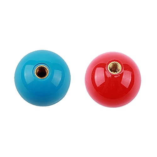 lasenersm 2 Pieces 35mm Arcade-Game Round Joystick Head Joystick's Round Balltop Round Topball Handle Rocker Ball Top Handle, Blue, Red - Image 1