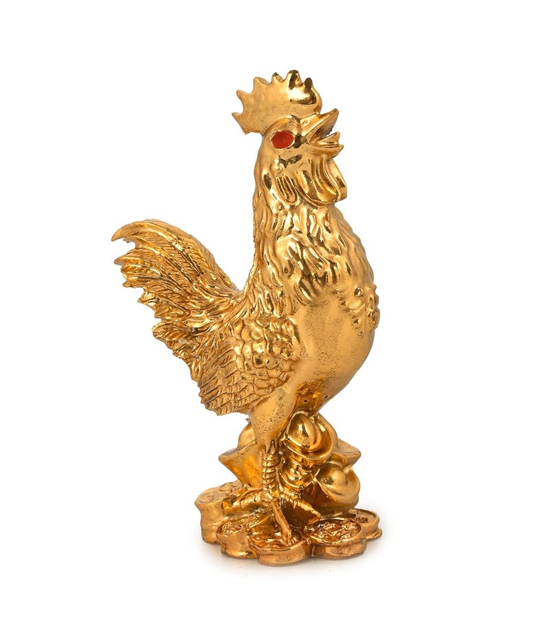 PPJ Feng Shui Rooster Statue 4 Inch x 3 Inch Good Fortune Harmony Protection from Politicking Backbiting JealousyGolden - Image 5