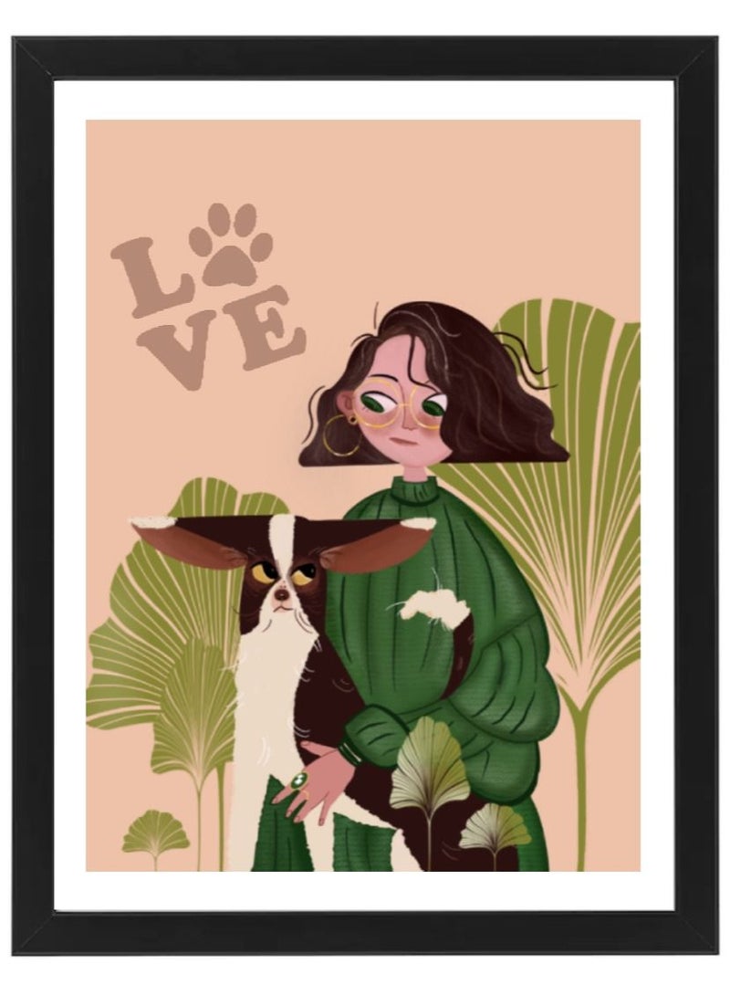 Boomah Accessories Dog Lover, Pet Lover Animal Illustration Nursery Poster with Frame 30x40cm