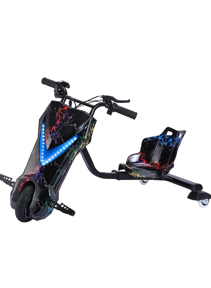 وينر سكاي سكوتر دريفت كهربائي ثلاثي العجلات، 36 فولت، دوران 360 درجة، أضواء LED، مقعد مريح - أسود/أحمر - Image 1