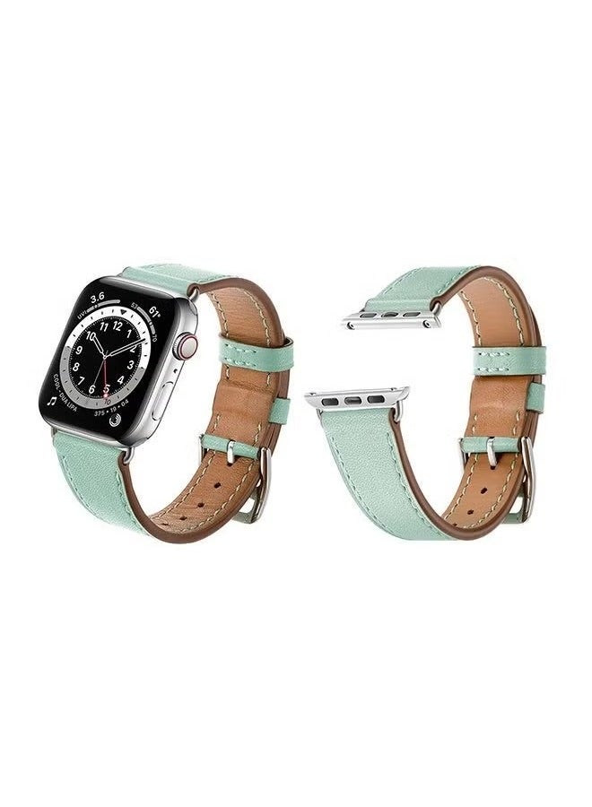 vesus Genuine Leather Replacement Band For Apple Watch Series 6/SE/5/4/3/2/1 Light Green