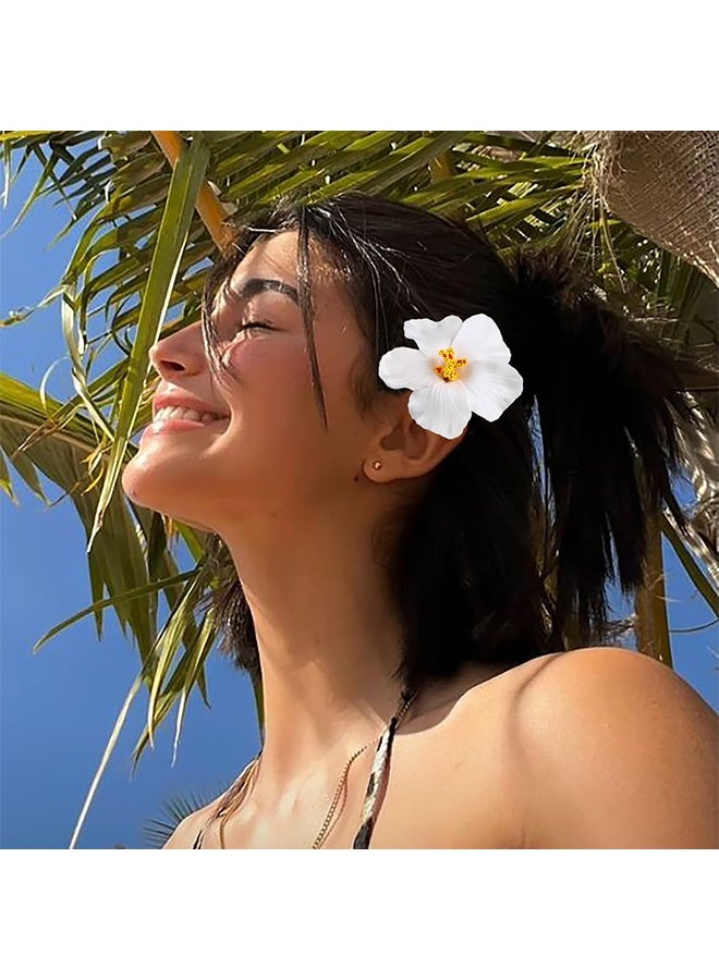 4Pcs Hawaiian Flower Hair Clips for Women,Plumeria Hibiscus Hair Clips Rose Hair Barrettes 3.5 Inch Artificial Flower Clips,Hair Accessories for Vacation Beach Party, Boho Clips for Girls Wedding - Image 2