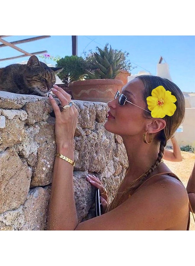 4Pcs Hawaiian Flower Hair Clips for Women,Plumeria Hibiscus Hair Clips Rose Hair Barrettes 3.5 Inch Artificial Flower Clips,Hair Accessories for Vacation Beach Party, Boho Clips for Girls Wedding - Image 4