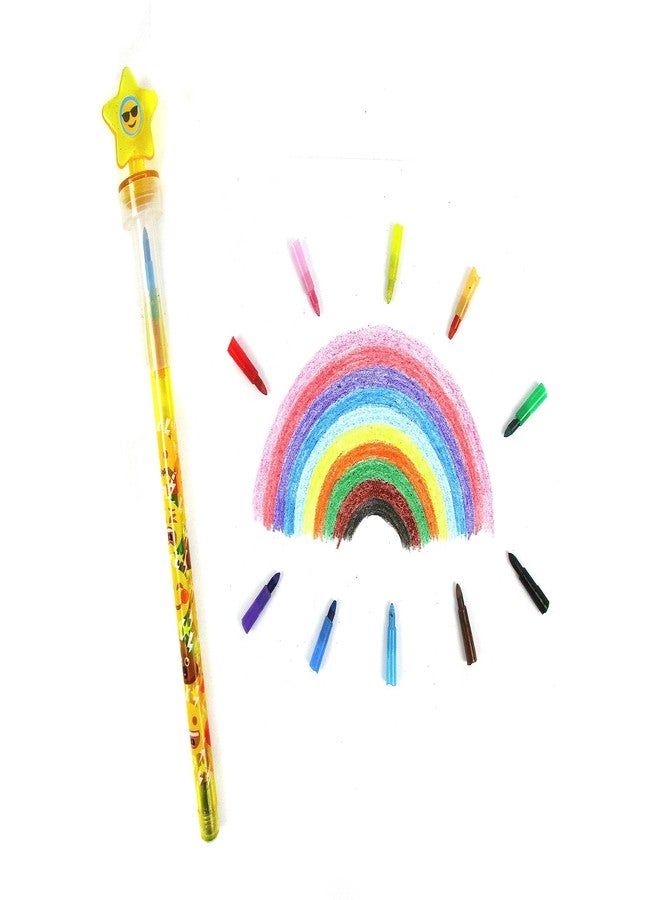 TINYMILLS 24 Pcs Emoji 2 in 1 Stackable Stacking Crayon with Extra Stamper Topper, Kids Party Favors, Goodie Bag Stuffers, Classroom Rewards, Prizes - Image 4