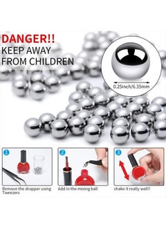 Hotop 100 Pieces Nail Polish Mixing Agitator Balls Stainless Steel Mixing Balls Rust-proof Paint Mixing Balls Metal Mixing Balls for Nail Polish Model Paints, 6.35 mm  - Image 2