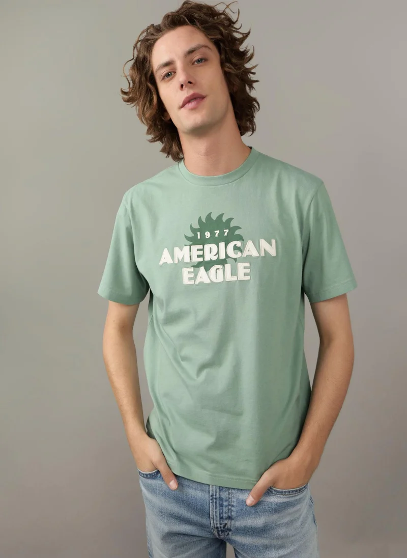 American Eagle Logo Detail Crew Neck T-Shirt