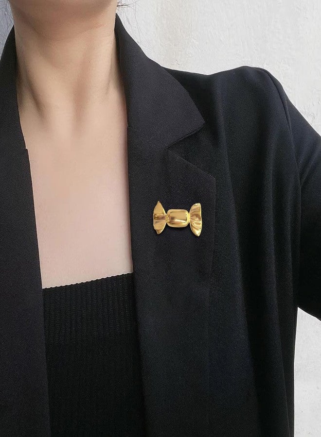 OIDIMS Cute Candy Brooch Pin for Women Lady Polished Fashion Simple Brooches Lapel Pins Unique Costume Sweater Hat Bag Dress Accessories Minimalist Festival Holiday Party Jewelry Unisex (Gold-Tone) - Image 3