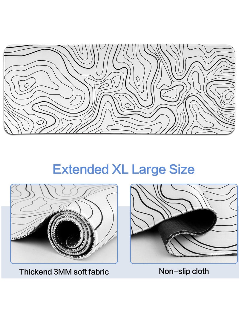 Flash Hawk Large Mouse Pad 900*400mm Size,Anti-Skid Gaming Mouse Pad Office Desk Mat Desk Pad for Computers Laptop White/Black - Image 3