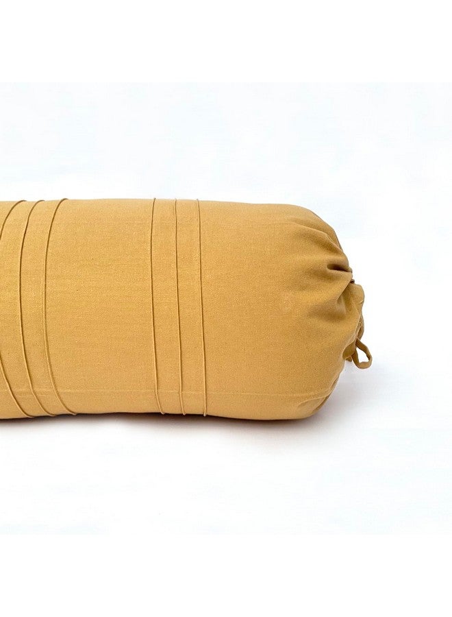 Swayam Round Bolster Pillow Cover - Set of 2 | 100% Cotton Printed Soft and Luxurious Decorative 30" x 15" Bolster Cover Set of 2 for Living Room Diwan Set - Beige - Image 3