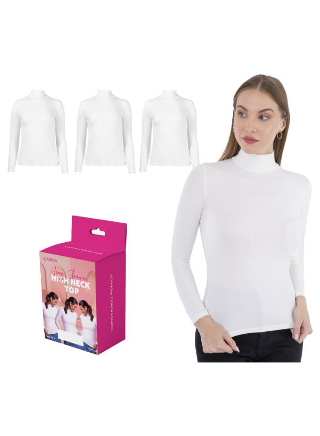 كارينا حزمة من 3 بلوزة بياقة طويلة وأكمام طويلة - Image 1