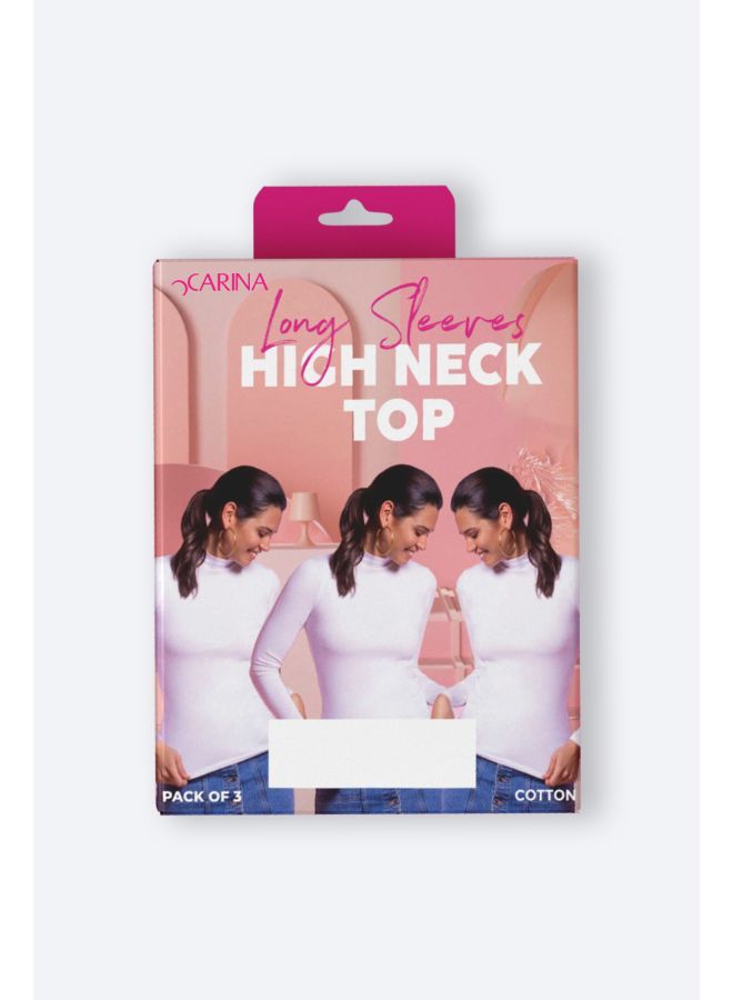 كارينا حزمة من 3 بلوزة بياقة طويلة وأكمام طويلة - Image 5