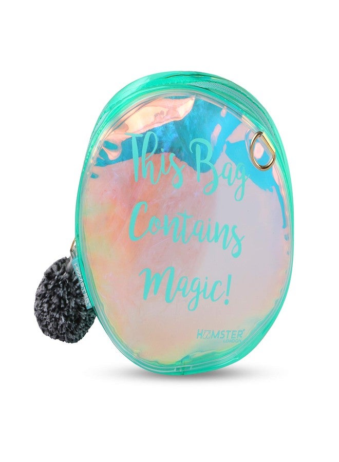 Hamster London Women's Pom Pom Sling Bag for Makeup Accessories and Multipurpose Sling Bag (Aqua) - Image 1