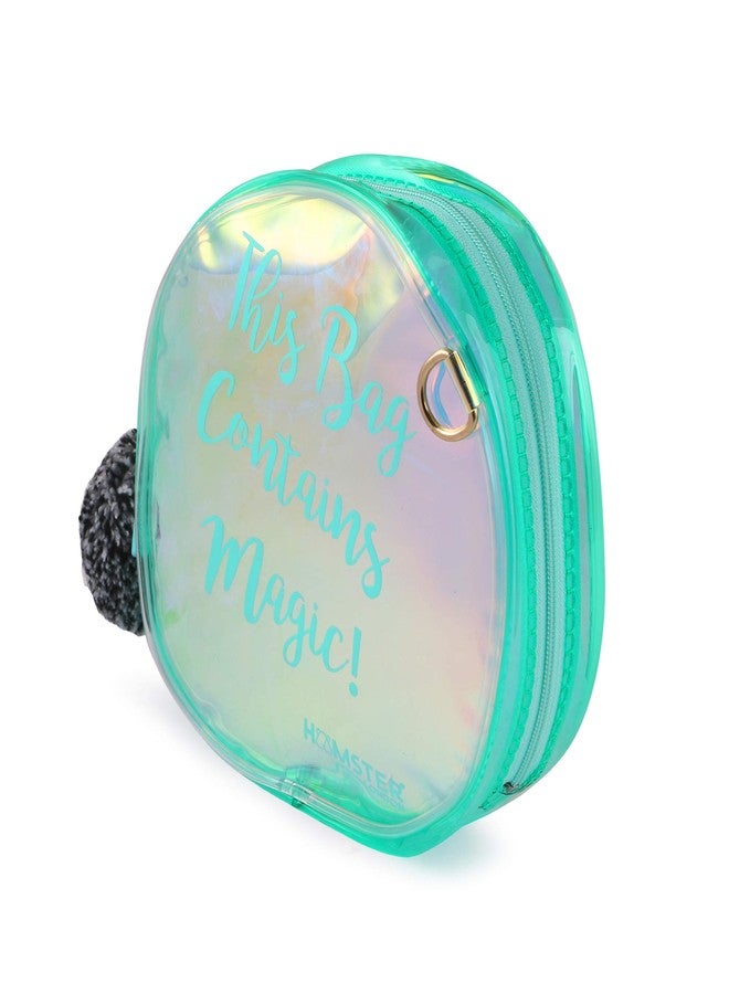 Hamster London Women's Pom Pom Sling Bag for Makeup Accessories and Multipurpose Sling Bag (Aqua) - Image 2