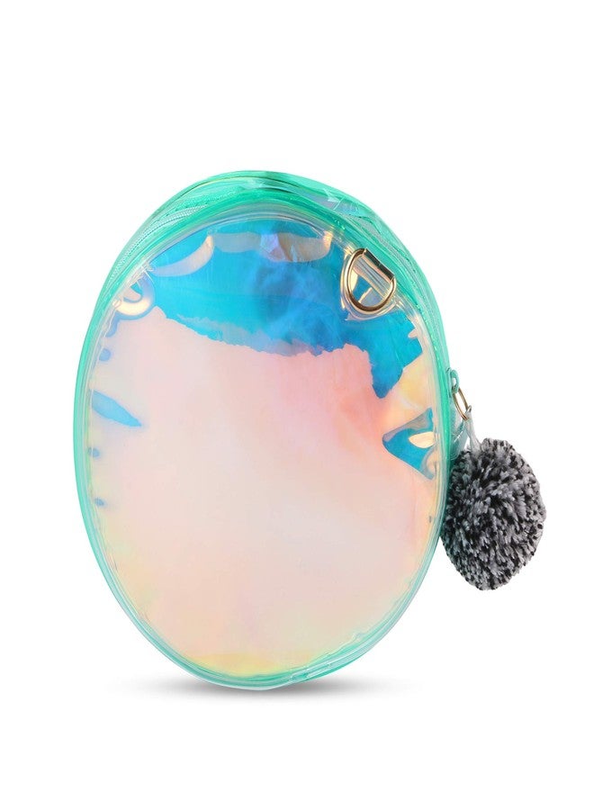 Hamster London Women's Pom Pom Sling Bag for Makeup Accessories and Multipurpose Sling Bag (Aqua) - Image 4