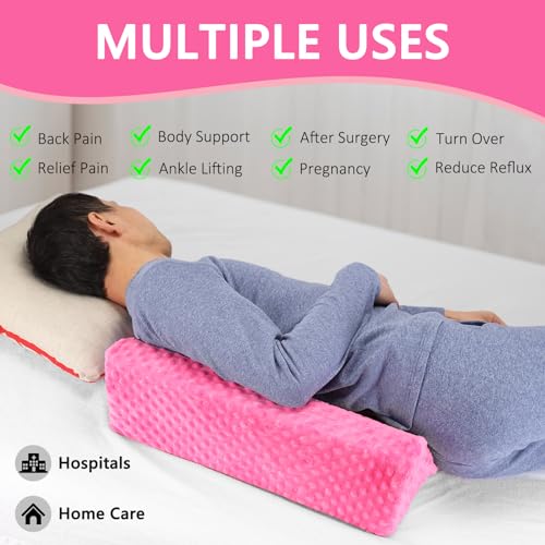 Jacobable Wedge Pillow for Side Sleeping, Body Positioning Foam Wedge Pillow, Side Wedge Pillow for Sleeping Non-Slip Back Positioning Pillow for Bed Sore Wedge (Pink) - Image 3