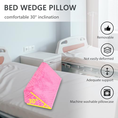 Jacobable Wedge Pillow for Side Sleeping, Body Positioning Foam Wedge Pillow, Side Wedge Pillow for Sleeping Non-Slip Back Positioning Pillow for Bed Sore Wedge (Pink) - Image 2