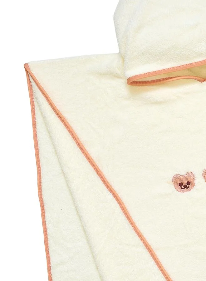babyqlo Beige Bear Hooded Poncho Towel for Kids
