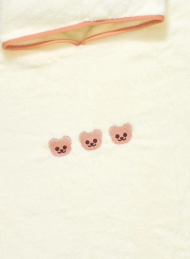 babyqlo Beige Bear Hooded Poncho Towel for Kids