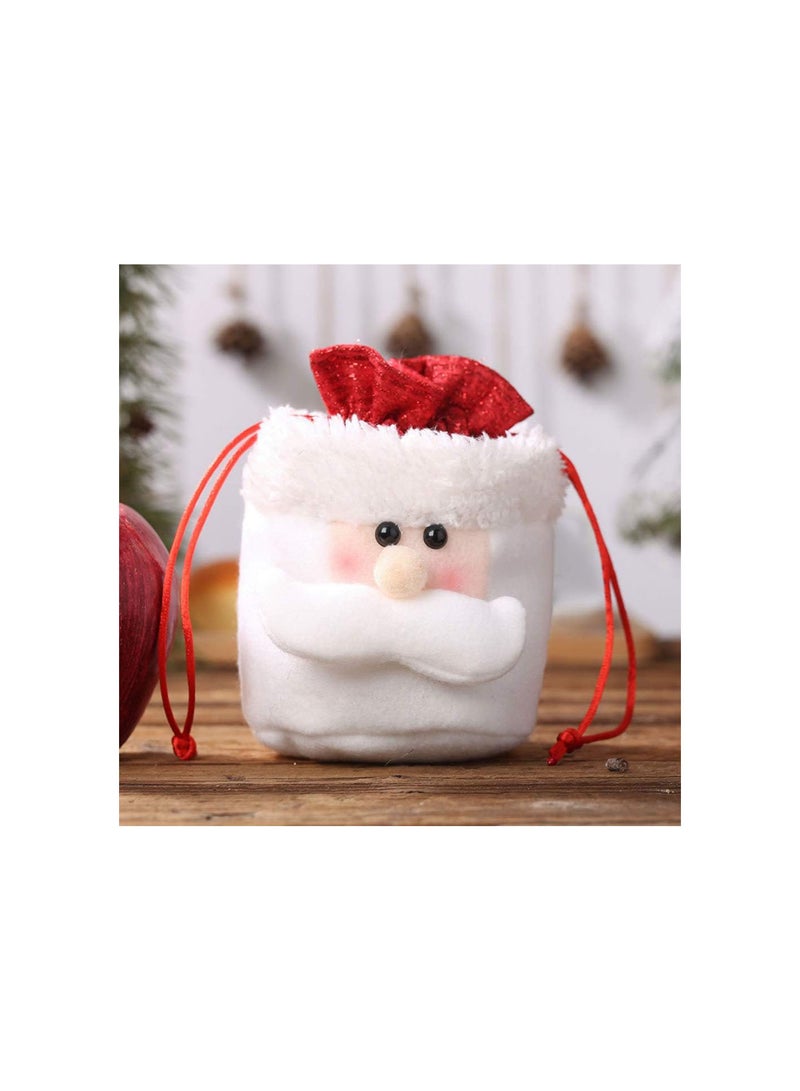 2pcs Xmas Drawstring Bag Santa Snowman Style Plush Doll Apple Candy Pouch Storage DIY for Kids Family Friends Cafe Shop Decorative