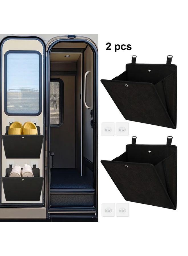 4 Pcs Wall Mounted Shoe Organizer Racks Foldable Over The Door Shoe Storage With Large Deep Pockets And Non Slip Strips Space Saving Narrow Design For Campers Dorms Apartments Easy No Drill Installation Holds Shoes Up To Size 8 Dorm Room Organization Camping Accessory Doorway Shelf Breathable Nonwoven Nonslip Pocket Liners Durable Construction Apartment Dwellers - Image 1