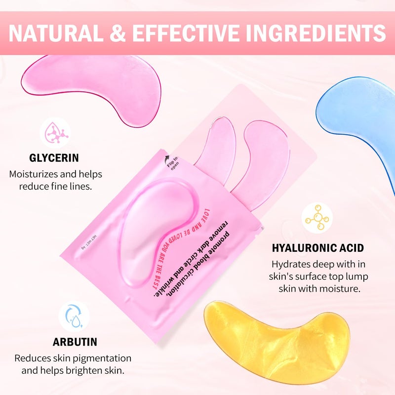 Onespring Under Eye Patches (30 Pairs) - 24K Gold Eye Mask for Puffy Eyes, Dark Circles, Under Eye Bags and Smooth Wrinkles, Eye Gel Pads With Collagen, Hyaluronic Acid & Castor Oil - Image 3