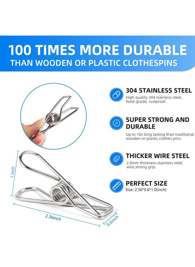 Vida Picks 40 Pack Wire Clothes Pins Heavy Duty Outdoor, Stainless Steel ClothesPins for Hanging Clothes, Metal Clothes Pegs, Clothing Clips, Laundry Pins 2.0mm Diameter 6cm Long - Image 2