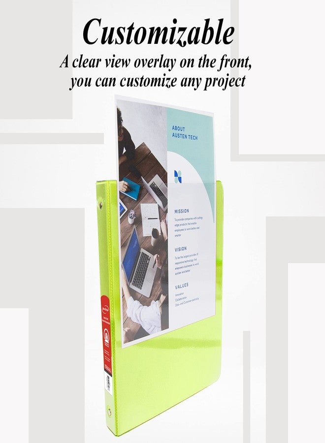 بازيك بروداكتس منظم ملفات BAZIC Products ذو 3 حلقات، مقاس 1.5 بوصة، اقتصادي، لون أخضر ليموني، حلقات دائرية، يتسع لـ 280 ورقة، مناسب للمدرسة والمكتب والمنزل، قطعة واحدة - Image 3