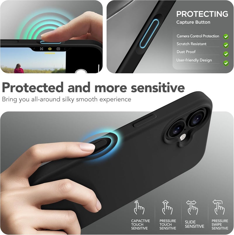 GONEZ Magnetic for iPhone 17 Case, Compatible with MagSafe, [Screen Protector + Camera Lens Protector], Liquid Silicone Anti-Scratch Shockproof Protective Phone Case 6.3 inch, Black - Image 5