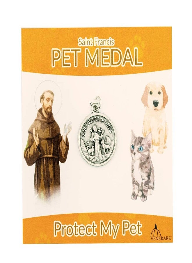 VENERARE St. Francis Pet Medal | Large Round Pet Collar Charm | A Great Gift for Pet Lovers | Comes with Different Colored Card | Christian Pet Goods (Orange Card) - Image 1