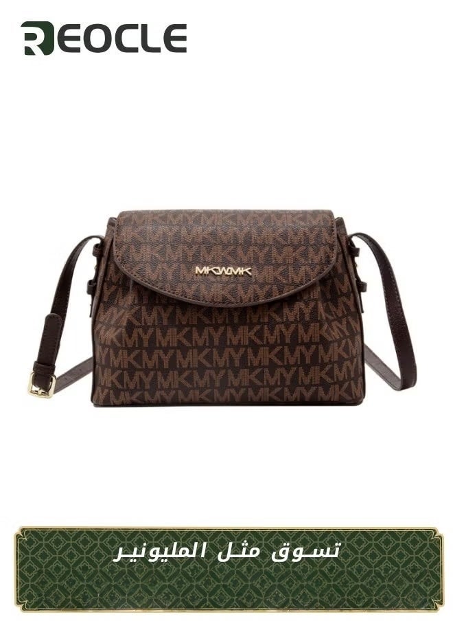 REOCLE Lady Luxury Retro Letter Diagonal Shoulder Bag PU Leather Span Bag Large Capacity Fashionable and Versatile Crossbody Bag - Image 1